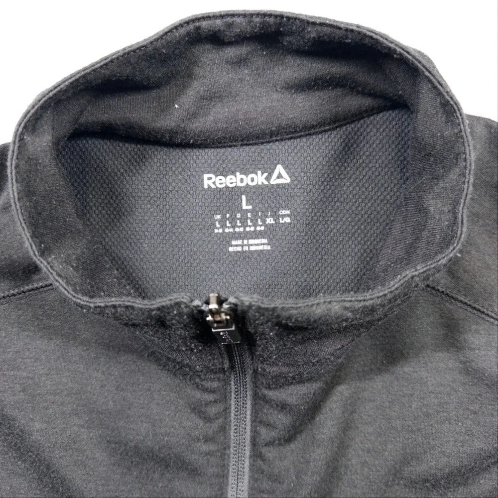 Reebok Quarter Zip Pullover Mens Size L Charcoal Gray Long Sleeve Active Top L/G